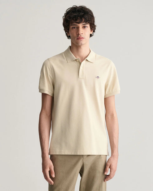 Gant Shield S/S Pique Polo Tee Shirt Beige